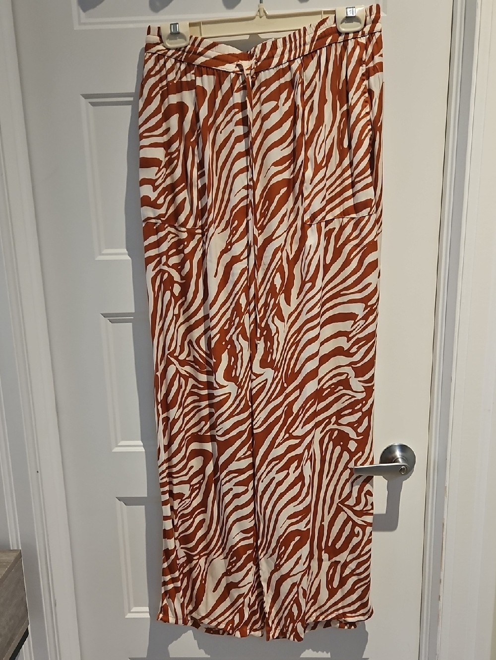 Joie Rust and Cream Zebra-Print Wide Leg Pants